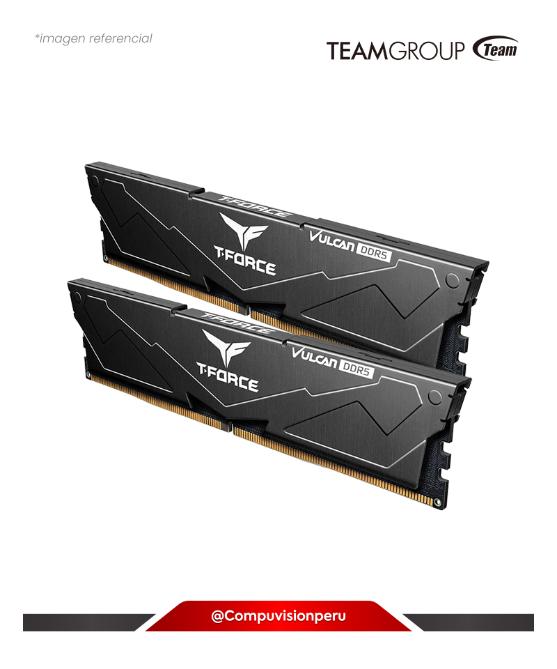 MEMORIA 32GB (16*2) DDR5 BUS 6000MHZ TEAMGROUP T-FORCE VULCAN BLACK XMP 1.25V CL38 PC5-48000 FLBD532G6000HC38ADC01