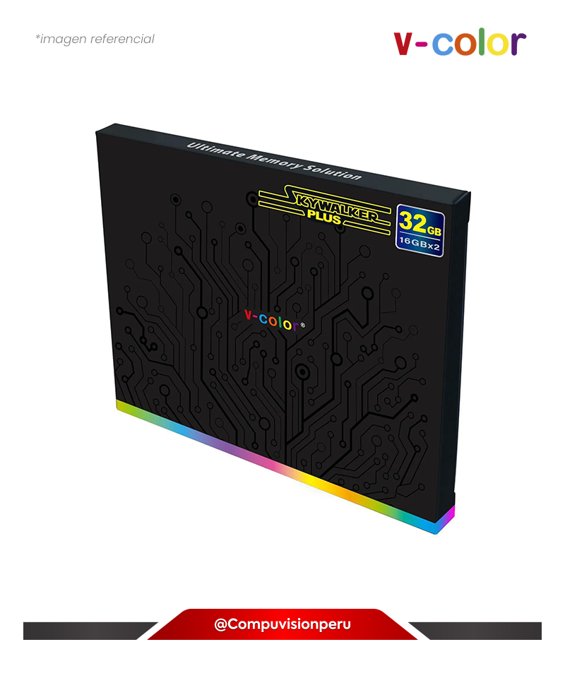 MEMORIA 16GB DDR4 BUS 3200MHZ V-COLOR SKYWALKER PLUS RGB BLACK CL16 1.35V TL416G32S816CSPKWK-1