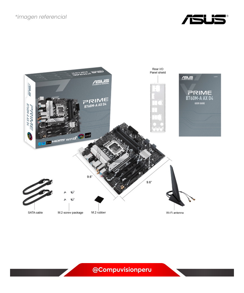 PLACA ASUS PRIME B760M-A AX D4 INTEL B760 LGA1700 DDR4 HDMI DP M.2 WI-FI 6 BLUETOOTH V5.2 MATX