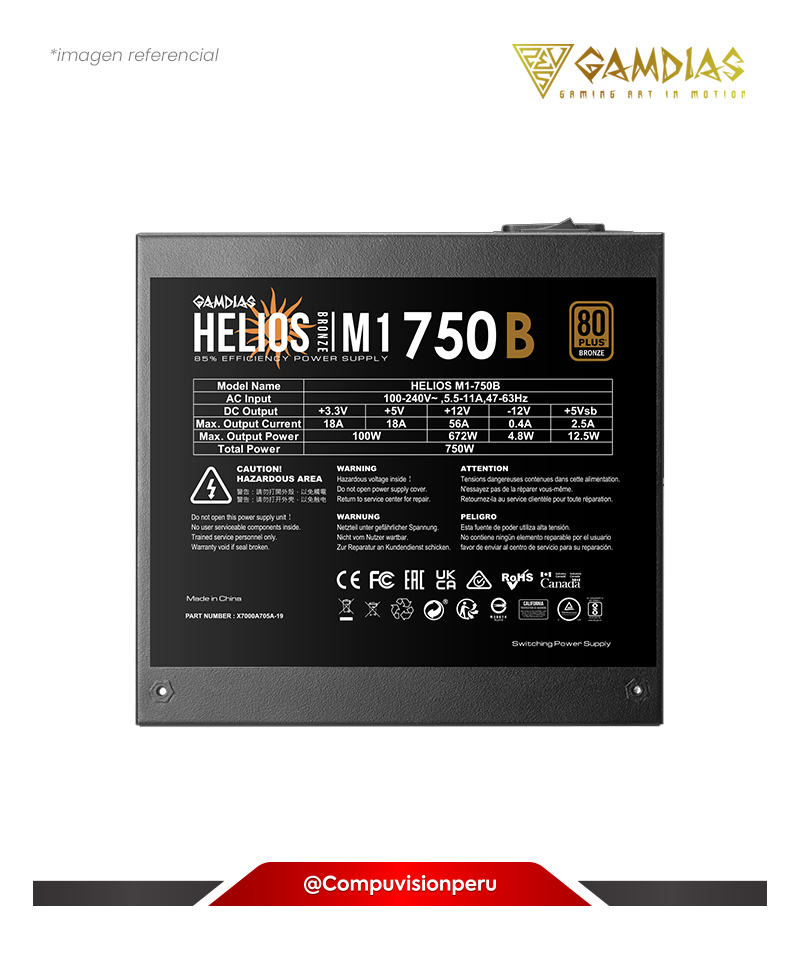 FUENTE 750W GAMDIAS HELIOS M1-750B BLACK 80 PLUS BRONCE 16214-03800-10000-G
