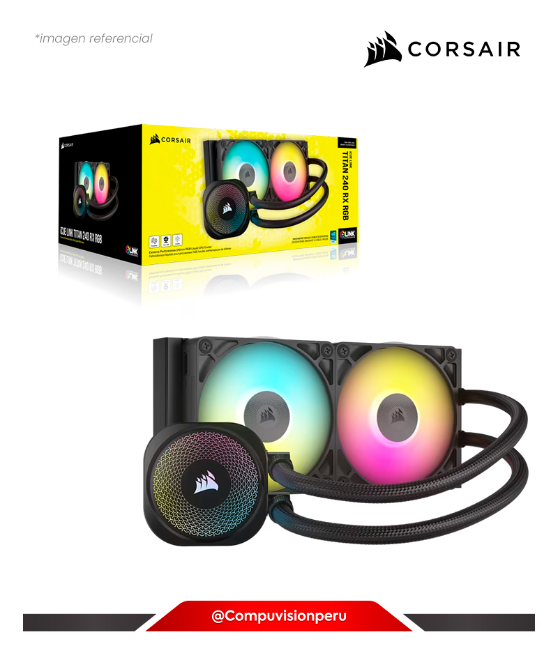 COOLER DE CPU CORSAIR ICUE LINK TITAN 240 RX RGB AIO BLACK INTEL AMD ALUMINUM CW-9061016-WW