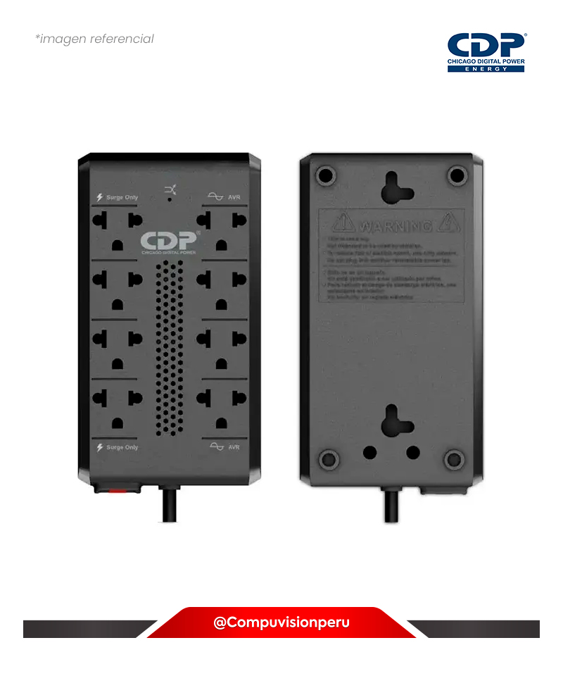 ESTABILIZADOR  CDP RAVR1008I 900VA/450W 8 TOMAS