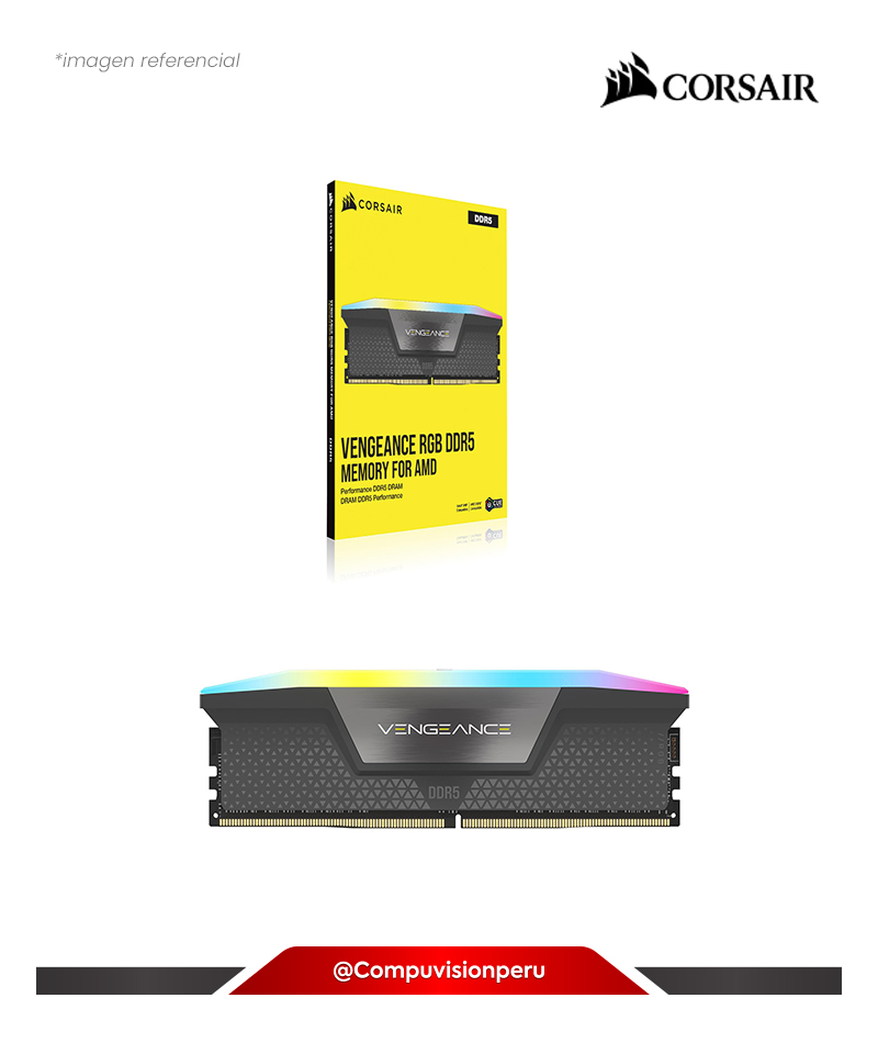MEMORIA 32GB DDR5 BUS 6000MHZ CORSAIR VENGEANCE RGB BLACK CL38 1.35V AMD EXPO INTEL XMP 3.0 CMH32GX5M1E6000Z38