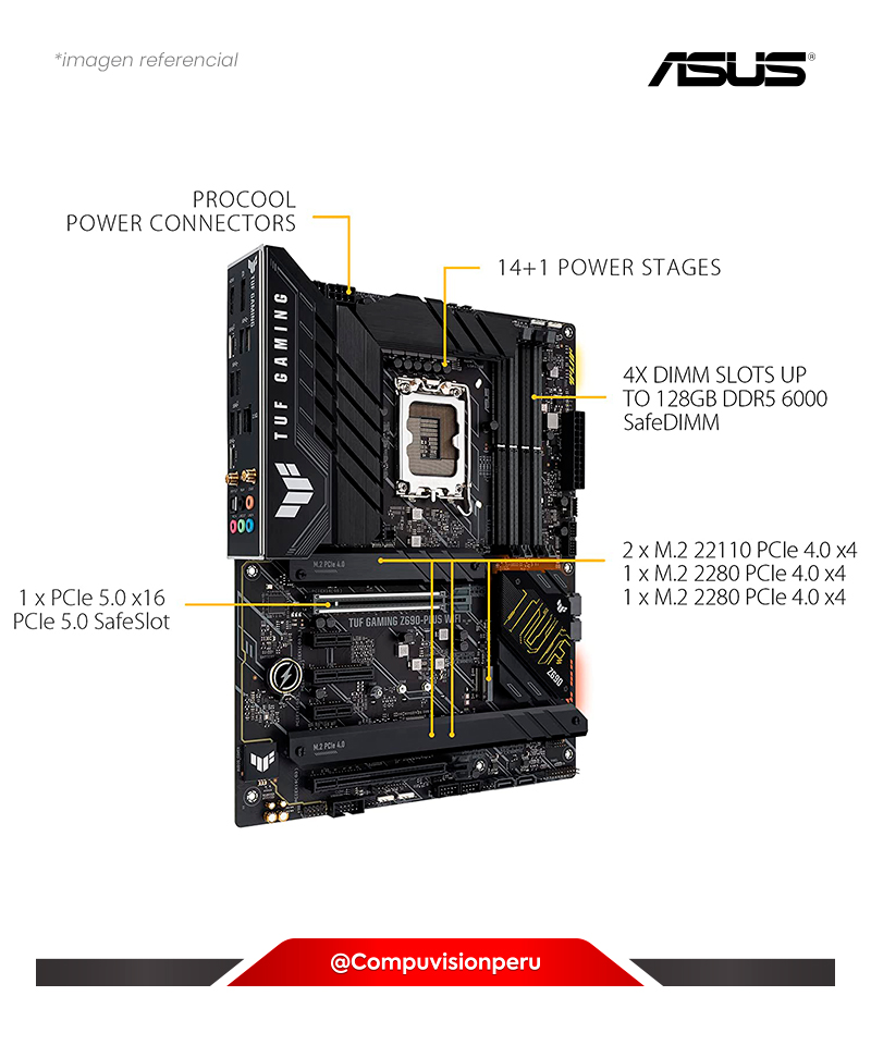 PLACA ASUS TUF GAMING Z690-PLUS WIFI LGA 1700  DDR5   M.2 INTEL 2.5 GB ETHERNET HDMI/DP USB 3.2