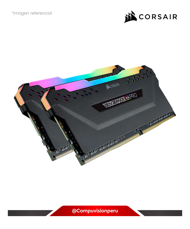 MEMORIA 32GB (16*2) DDR4 BUS 3200MHZ CORSAIR VENGEANCE RGB PRO BLACK C16 PC4-25600 1.35V CMW32GX4M2E3200C16