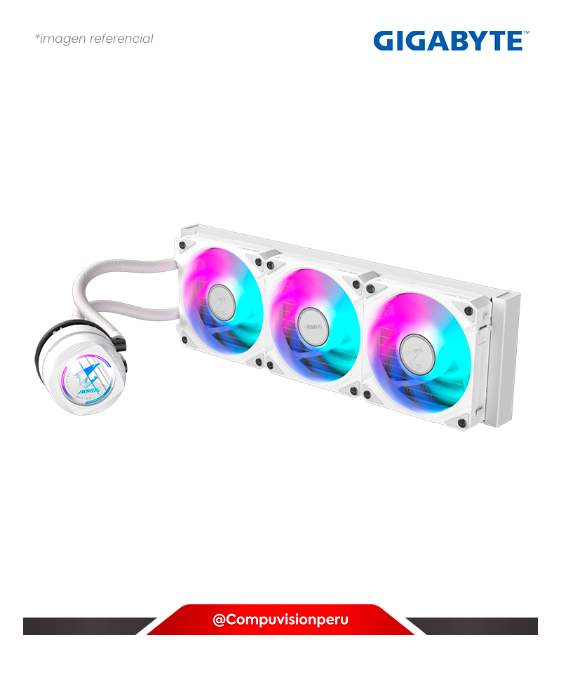 COOLER DE CPU GIGAYTE AORUS WATERFORCE II 360 ICE WHITE INTEL AMD 3*120MM ARGB ALUMINUM GP-AORUS-WATERFORCE-II-360-ICE