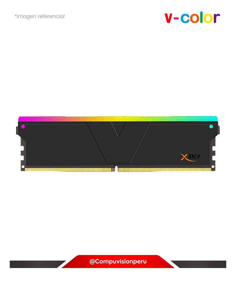 MEMORIA 16GB DDR5 BUS 6000MHZ V-COLOR MANTA XSKY CL36 1.25V SK HYNIX IC RGB BLACK AMD EXPO TMXSAO1660836KKK(1)