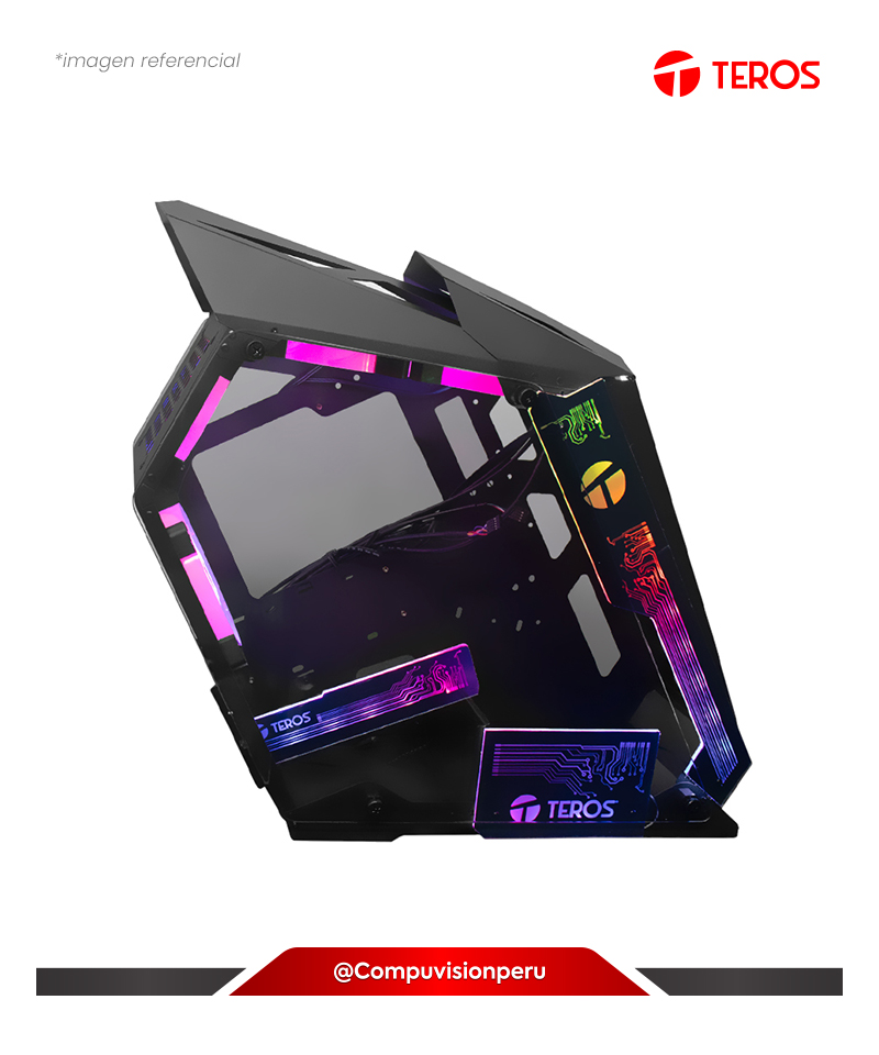 CASE TEROS TE-1314G BLACK ARGB TEMPERED GLASS M-ATX