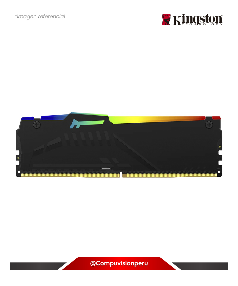 MEMORIA 32GB DDR5 BUS 6000MHZ KINGSTON FURY BEAST RGB BLACK CL36 1.35V KF560C36BBE2A-32