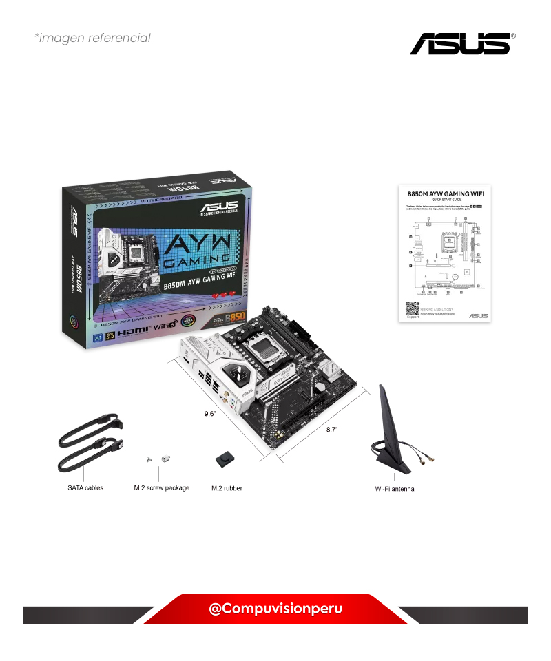 PLACA ASUS B850M AYW GAMING WIFI AM5 AMD B850 DDR5 HDMI DP M.2 SATA 6GB BLUETOOTH USB M-ATX