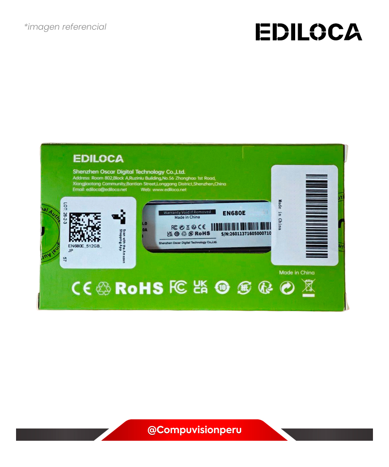 DISCO SOLIDO SSD 250GB EDILOCA EN680E NVME M.2 SSD PCIE GEN 3X4 M.2 2280 EN680E_256GB