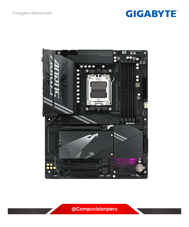 PLACA GIGABYTE X870 AORUS ELITE WIFI7 AMD X870 AM5 DDR5 HDMI DP BLUETOOTH 5.4 M.2 SATA 6GB ATX