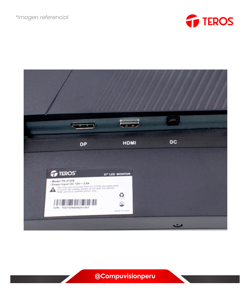 MONITOR 27 VA TEROS TE-2732S CURVO R1500 1080P 1MS 100HZ HDMI DP