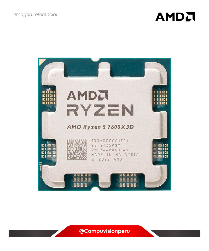 CPU AMD RYZEN 5 7600X3D 6N 12TH AM5 4.1GHZ 96MB TDP 65W AMD RADEON GRAPHICS TURBO CORE 4.7GHZ