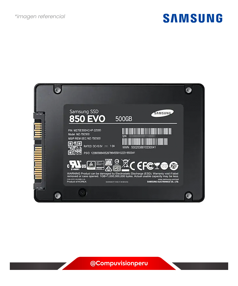 DISCO SOLIDO SSD 500GB SAMSUNG 850 EVO 7MM 2.5 BLISTER MZ-75E500