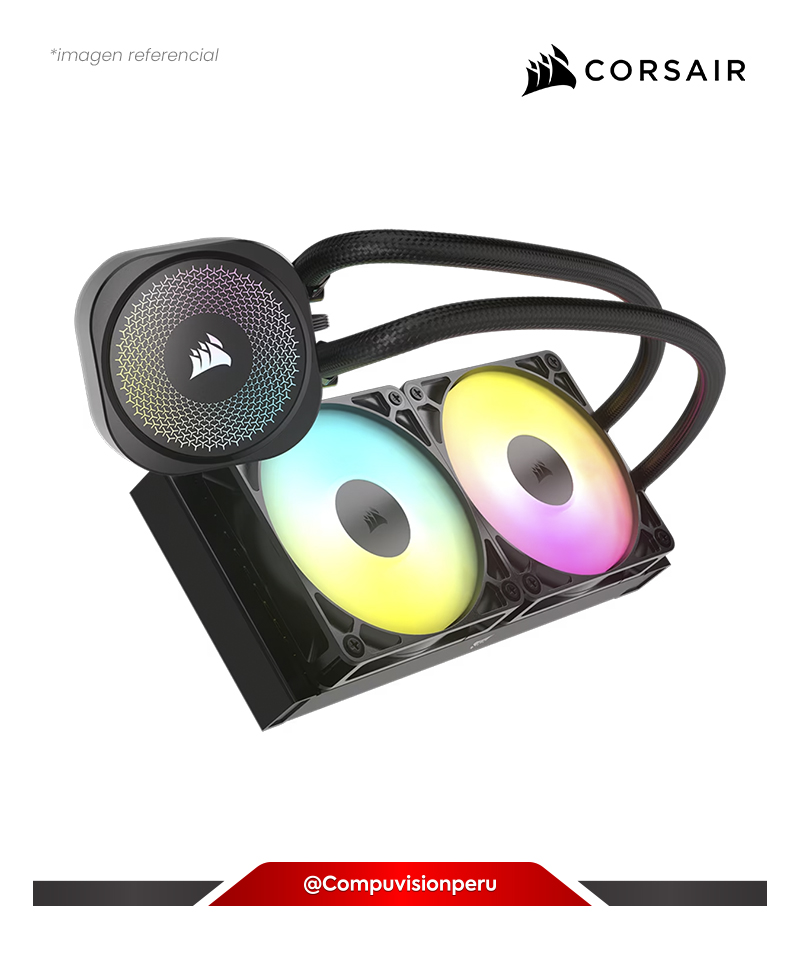 COOLER DE CPU CORSAIR NAUTILUS 240 RS ARGB BLACK ALUMINUM INTEL AMD 2*120MM RS120 ARGB CW-9060092-WW