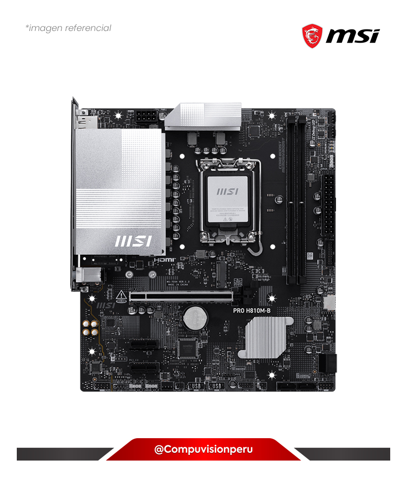 PLACA MSI PRO H810M-B INTEL H810 LGA 1851  DDR5 HDMI DP M.2 SATA 6GB USB 2.0 M-ATX
