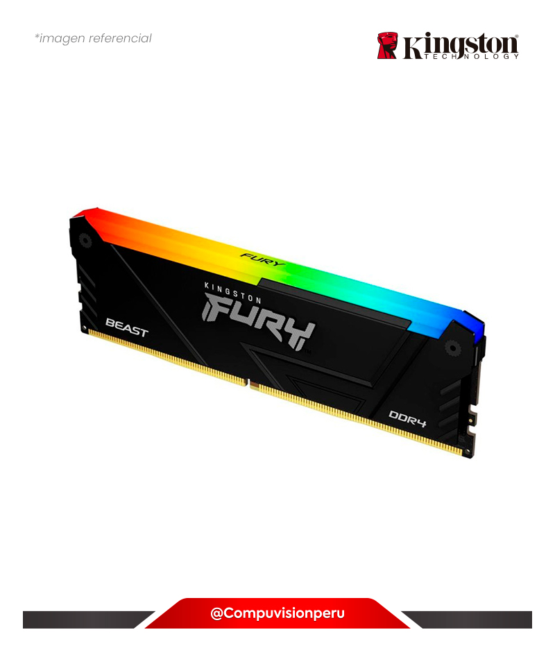 MEMORIA 16GB DDR4 BUS 3200MHZ KINSGTON FURY BEAST BLACK RGB CL16 1.35V KF432C16BB2A/16