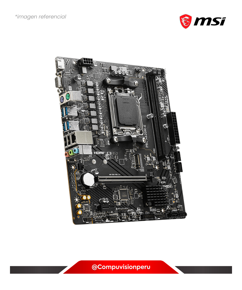 PLACA MSI PRO A620M-E AMD A620 AM5 DDR5 HDMI VGA M-ATX M.2
