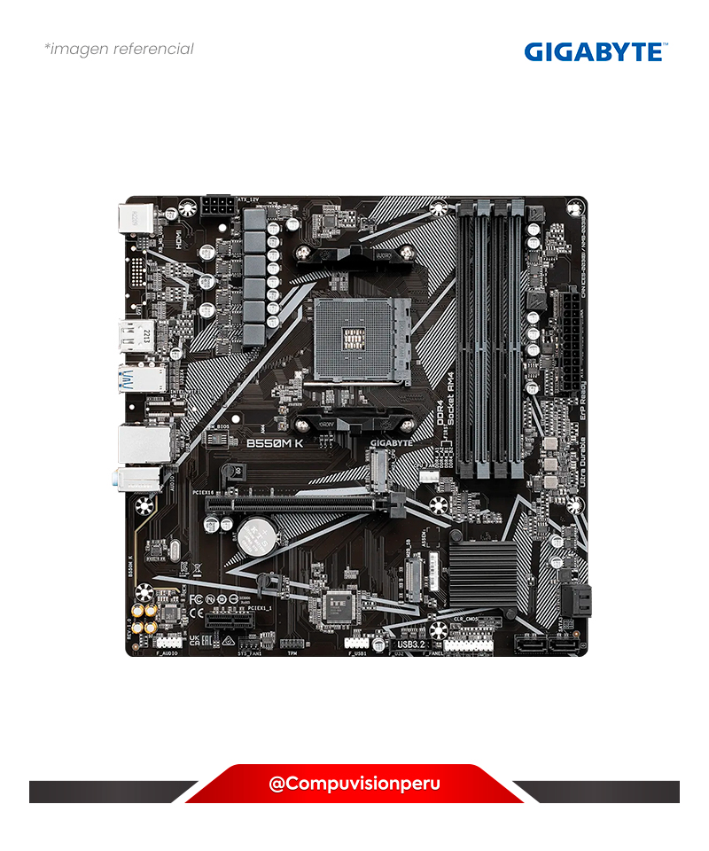 PLACA GIGABYTE B550M K AM4 AMD B550 DDR4  HDMI DP PCIE 4.0 M.2 SATA 6GB USB3.2 MICRO ATX