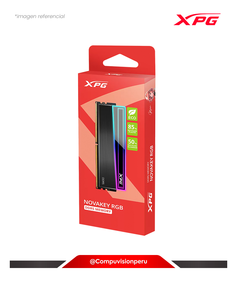 MEMORIA 16GB DDR5 BUS 5600MHZ A-DATA XPG NOVAKEY BLACK RGB CL46 1.10V AMD EXPO INTEL XMP 3.0 AX5U5600C4616G-DCNKRBK(1)
