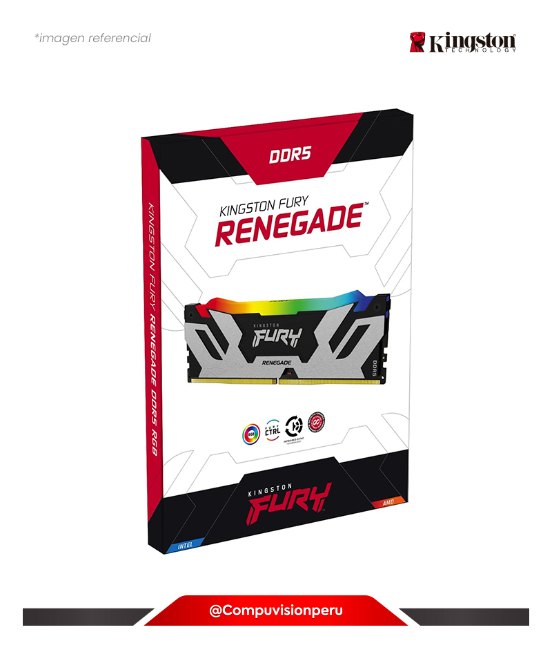 MEMORIA 32GB DDR5 BUS 6400MHZ KINGSTON FURY RENEGADE  RGB CL32 1.35V XMP KF564C32RSA-32
