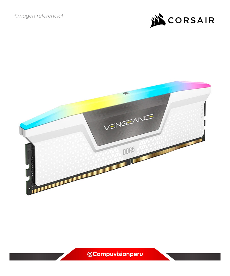 MEMORIA 16GB DDR5 BUS 6000MHZ CORSAIR VENGEANCE RGB WHITE INTEL XMP CL36 1.40V PC5 48000 CMH32GX5M2E6000C36W-1