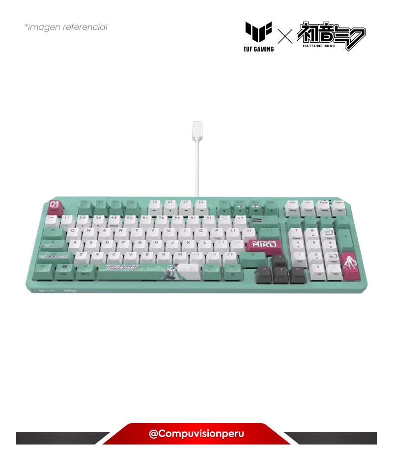 TECLADO ASUS TUF GAMING K3 GEN II HATSUNE MIKU EDITION OPTICAL-MECHANICAL RGB SWITCH USB 2.0