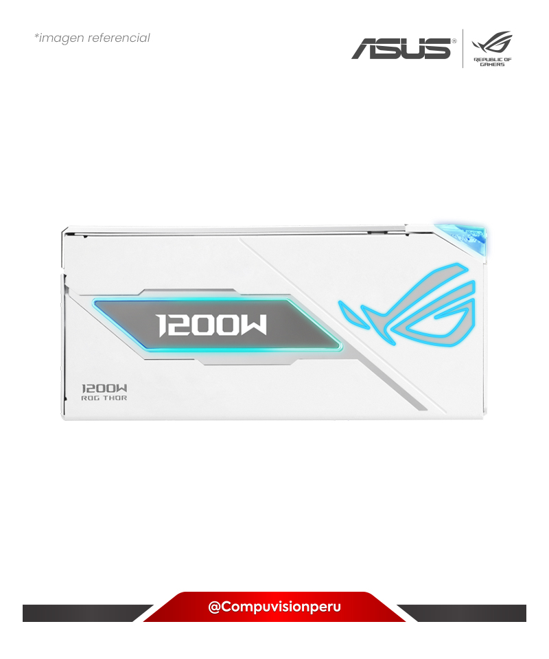 FUENTE 1200W ASUS ROG THOR 1200W PLATINUM III WHITE EDITION ATX 3.1 80 PLUS PLATINUM FULL MODULAR ROHS ARGB ROG-THOR-1200P3-WHITE-GAMING