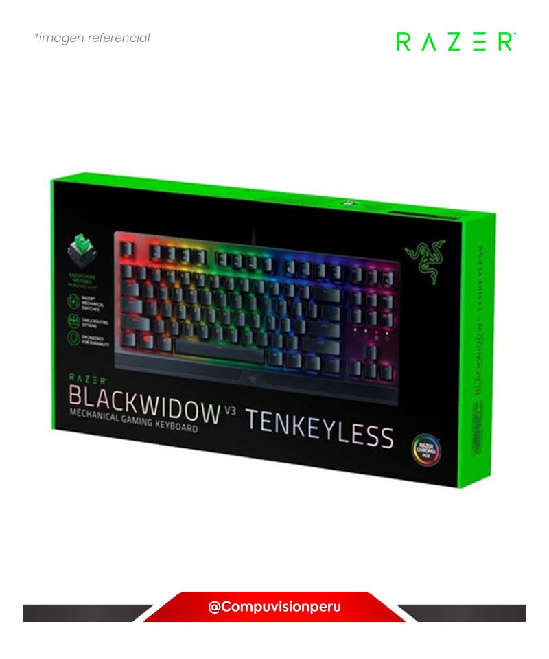 Teclado mecánico para juegos Razer BlackWidow V3: Teclas mecánicas verdes -  Táctil y sonoro - Iluminación RGB Chroma - Factor de forma compacto 