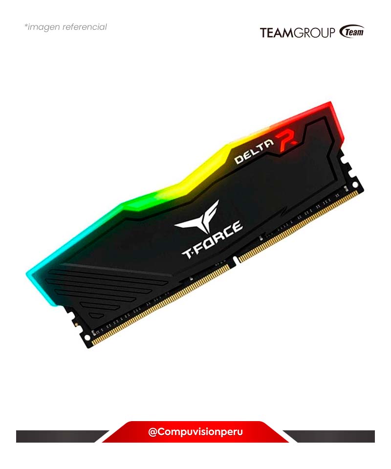 MEMORIA 8GB DDR4 BUS 3200MHZ TEAMGROUP T-FORCE DELTA RGB BLACK CL16 1.35V TF3D48G3200HC16FBK(1)