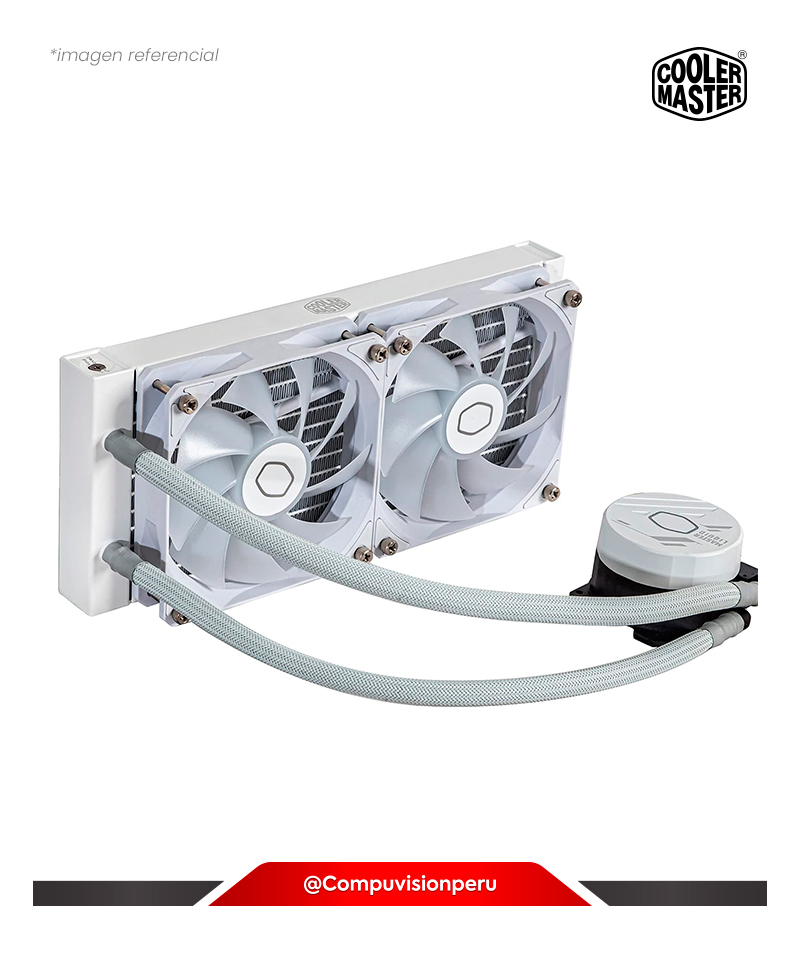 COOLER DE CPU COOLER MASTER MASTERLIQUID 240L CORE WHITE ARGB INTEL AMD 2*1200MM ALUMINIO MLW-D24M-A18PZ-RW