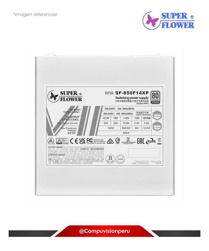 FUENTE 1200W SUPER FLOWER LEADEX VII XP WHITE 80 PLUS PLATINUM ATX 3.1 FULL MODULAR SF-1200F14XP-WH