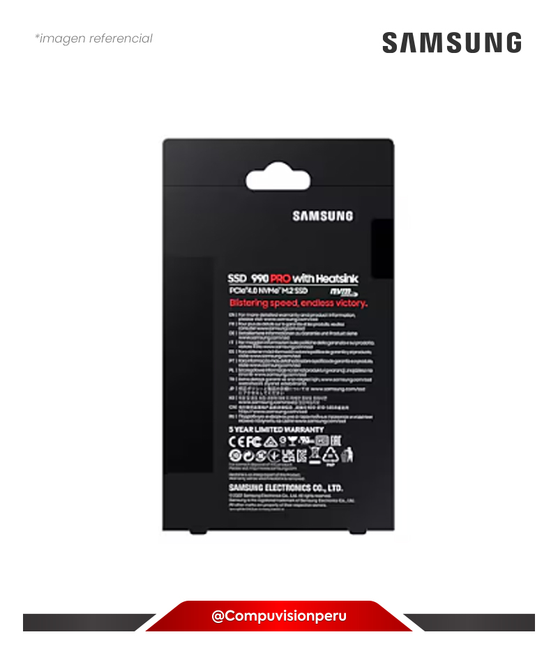 DISCO SOLIDO SSD 2TB SAMSUNG 990 PRO CON DISIPADOR PCIE GEN 4.0 X4 NVME 2.0 M.2 2280 V-NAND 3-BIT MLC MZ-V9P2T0CW