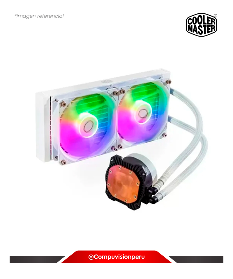 COOLER DE CPU COOLER MASTER MASTERLIQUID 240L CORE WHITE ARGB INTEL AMD 2*1200MM ALUMINIO MLW-D24M-A18PZ-RW