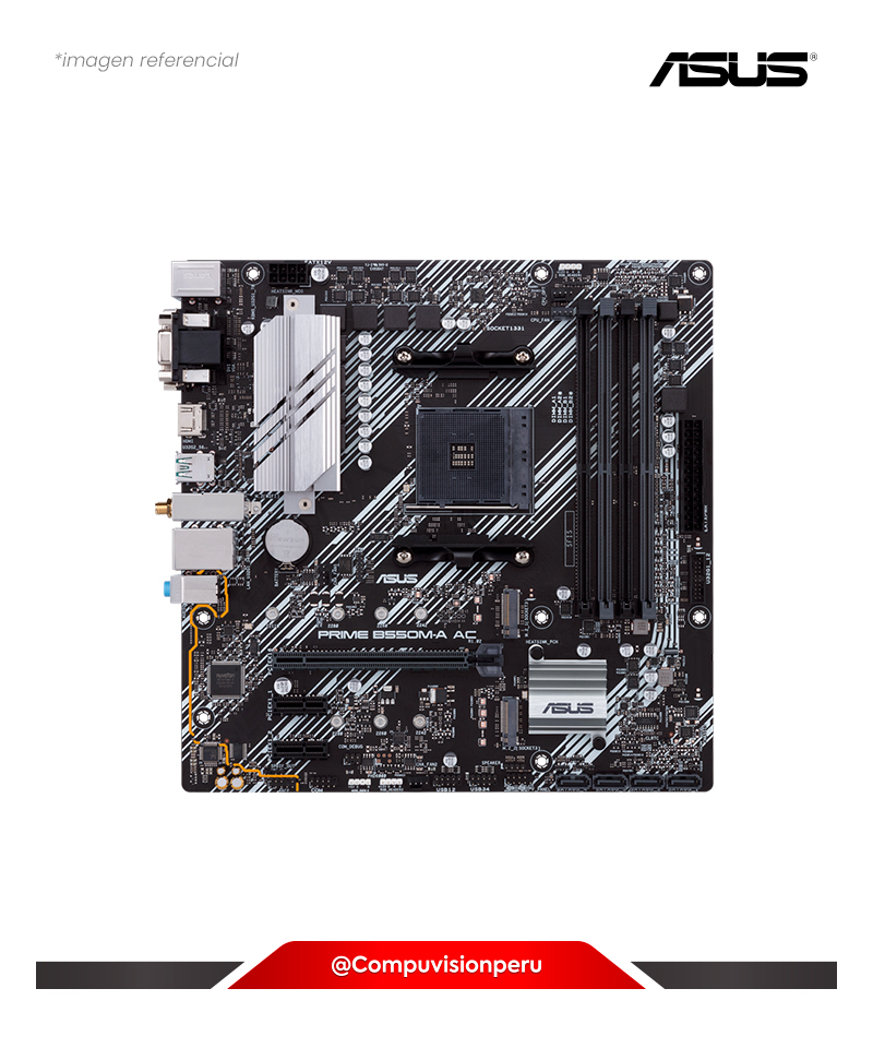 PLACA ASUS PRIME B550M-A AC AM4 AMD B550 DDR4 VGA DVI HDMI M.2 WIFI BLUETOOTH 5.0 USB 3.2 MATX