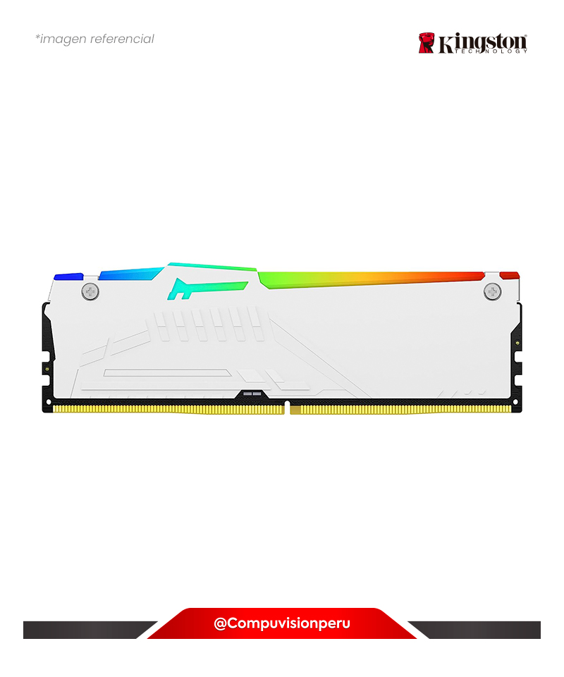 MEMORIA 16GB DDR5 5200MHZ KINGSTON FURY BEAST WHITE RGB CL40 PC5-41600 KF552C40BWA-16